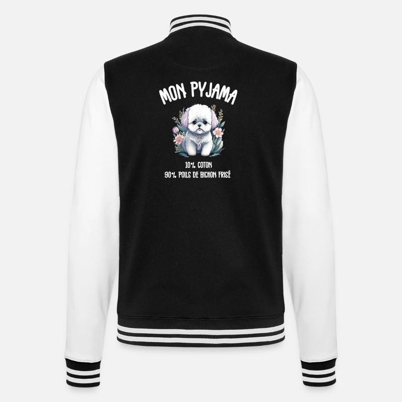 Pyjama Drôle Chien Bichon - Veste Teddy - noir/blanc