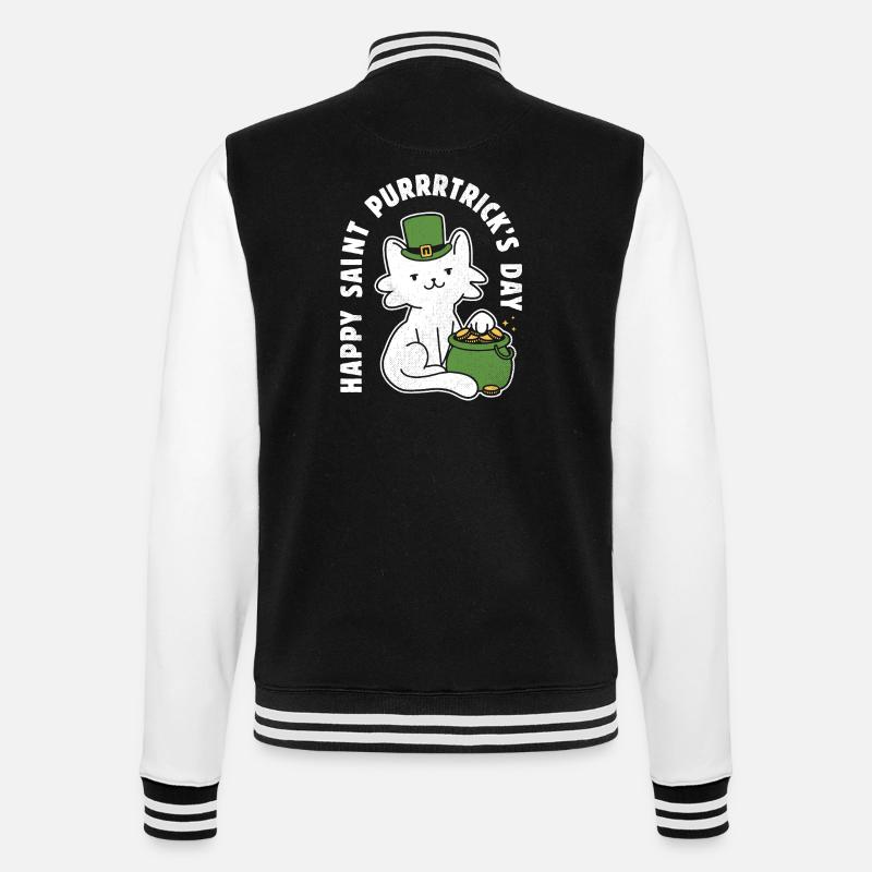 Frohen St. Purrrtrick's Day - College-Sweatjacke - Schwarz/Weiß