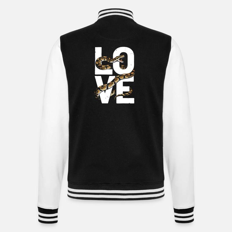 Königspython Schlangen LOVE Terrarium Python - College-Sweatjacke - Schwarz/Weiß