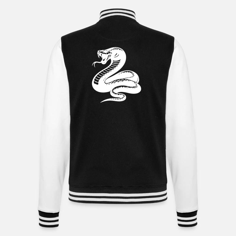 Snake Python Silhouette - College Sweat Jacket - black/white