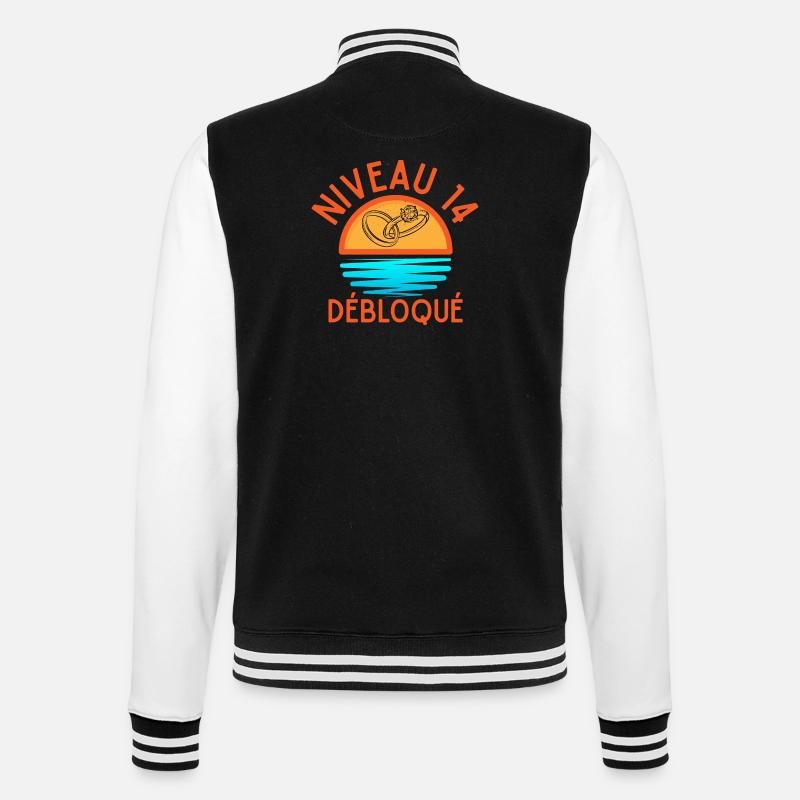 Level 14 Freigeschaltetes Jubiläumspaar - College-Sweatjacke - Schwarz/Weiß