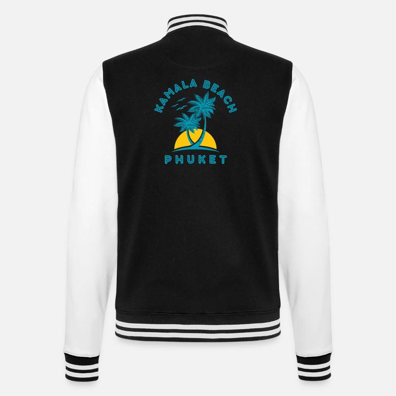 Kamala Beach Phuket Sunset Palm - College Sweat Jacket - black/white