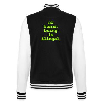 Aucun être numan n’est illégal, personne n’est illégal - Veste Teddy - noir/blanc - Dos - Marisol (170cm)