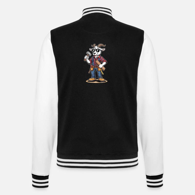 Cool Carpenter Goat Craftsman Carpenter - College Sweat Jacket - black/white