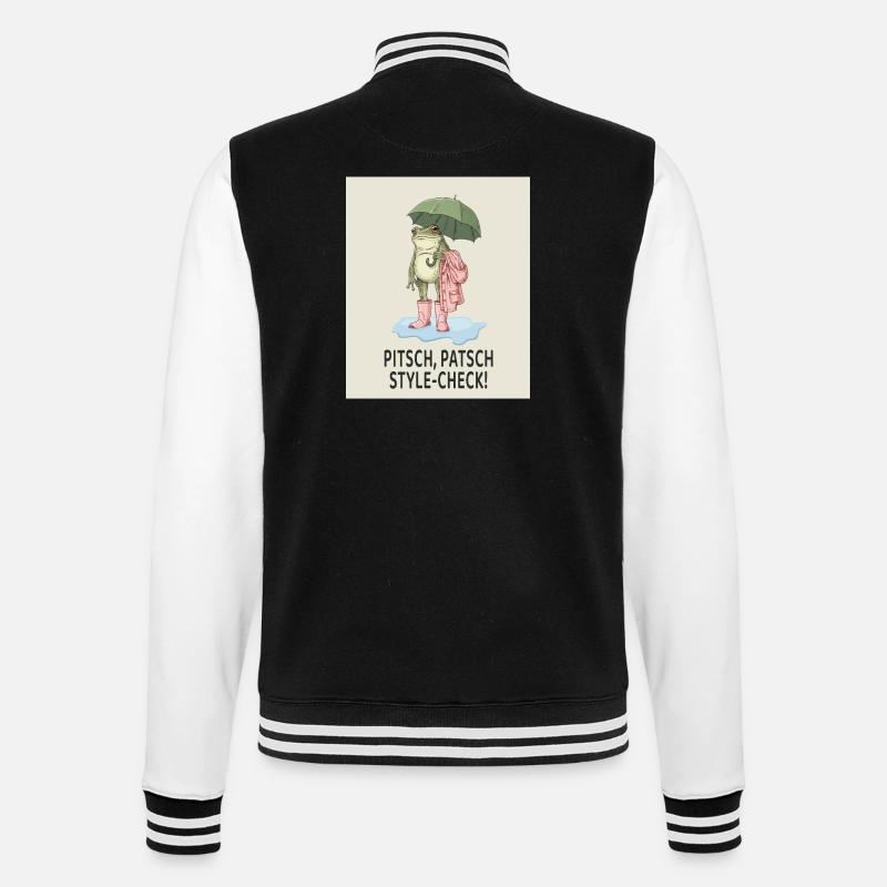 Cool frog in style check - College Sweat Jacket - black/white