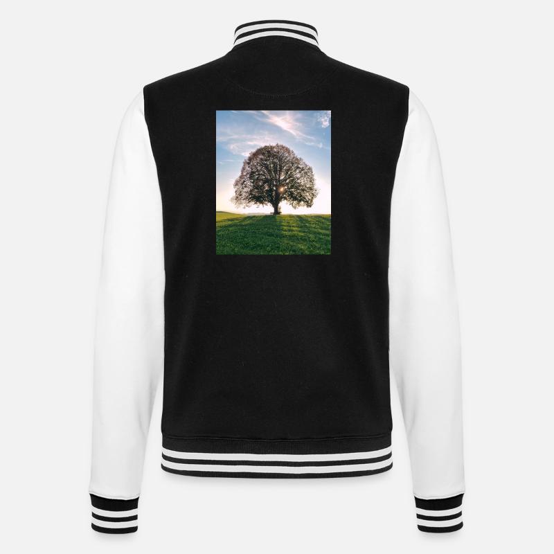 Sun tree on the hill - College Sweat Jacket - black/white