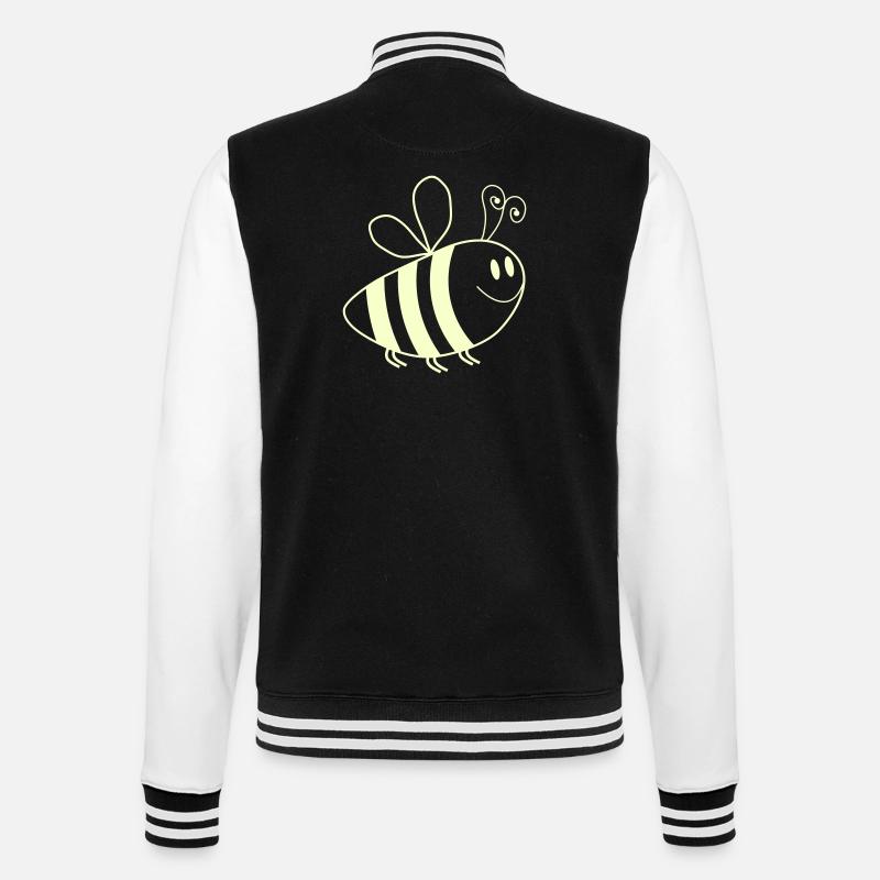 Lächelnde Bienchen Muster - College-Sweatjacke - Schwarz/Weiß