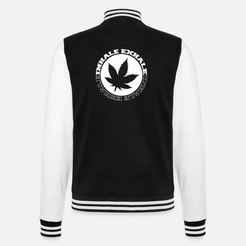 Cannabis Leaf Round Logo - College Sweat Jacket - black/white