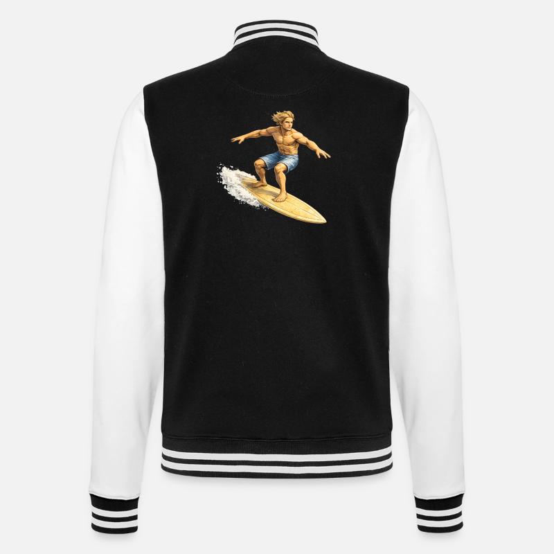Surfer on wave in summer - College Sweat Jacket - black/white
