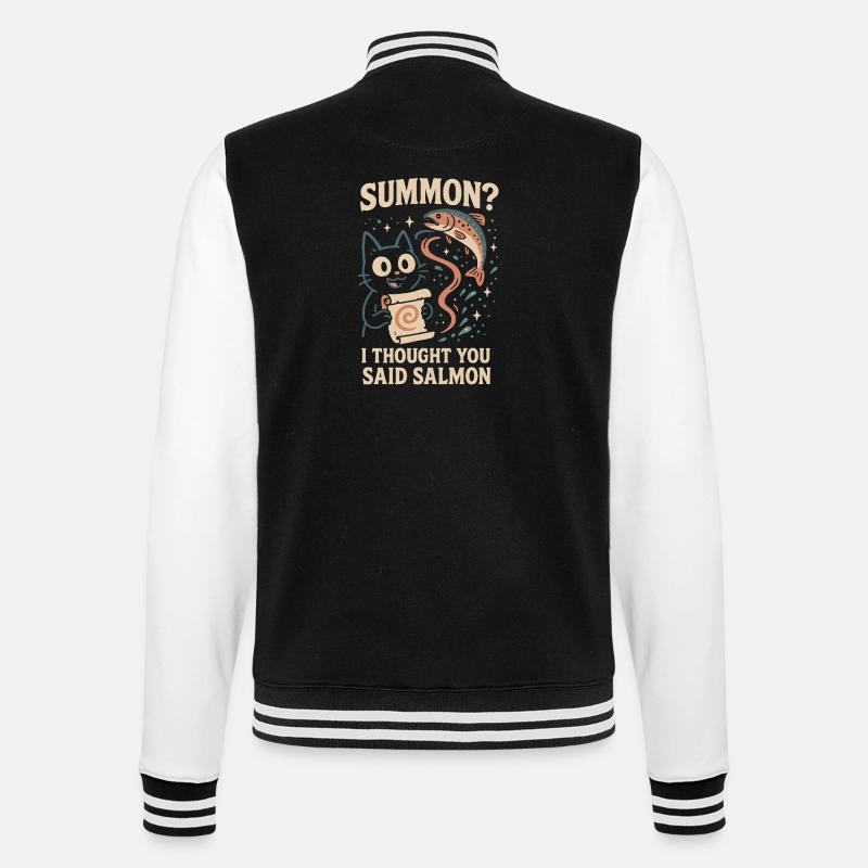 Invoquer du saumon ? | Chat Flippant Mignon - Veste Teddy - noir/blanc
