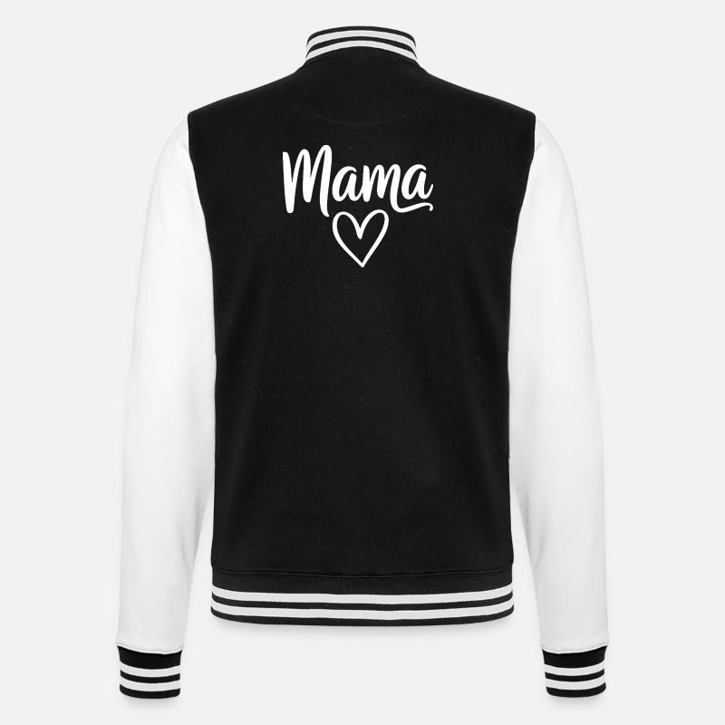 Mama Heart Script - Veste Teddy - noir/blanc