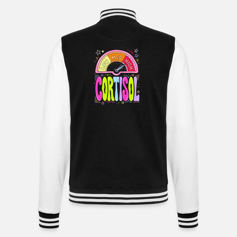 Cortisol Pegel Dashboard - College-Sweatjacke - Schwarz/Weiß