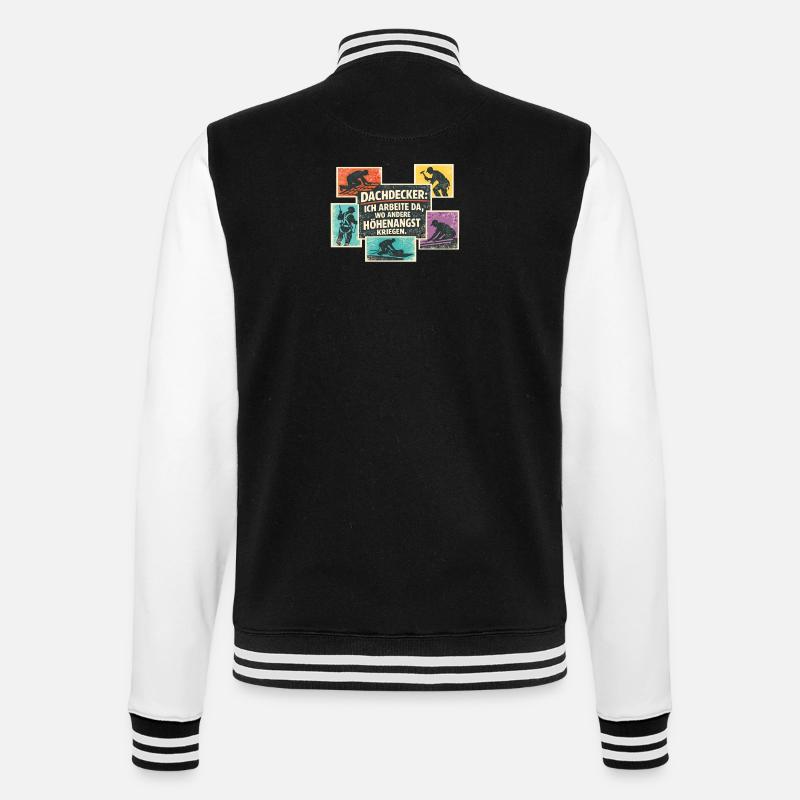 Dachdecker Spruch Retro Collage - College-Sweatjacke - Schwarz/Weiß