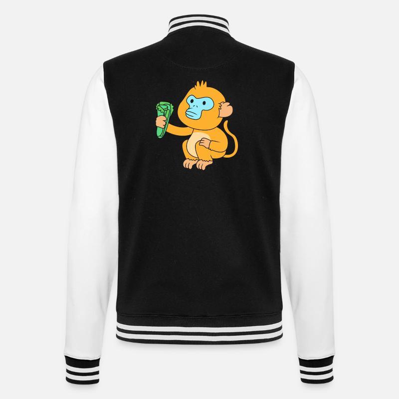 Stupsnasenaffe Affe Schimpanse - College-Sweatjacke - Schwarz/Weiß