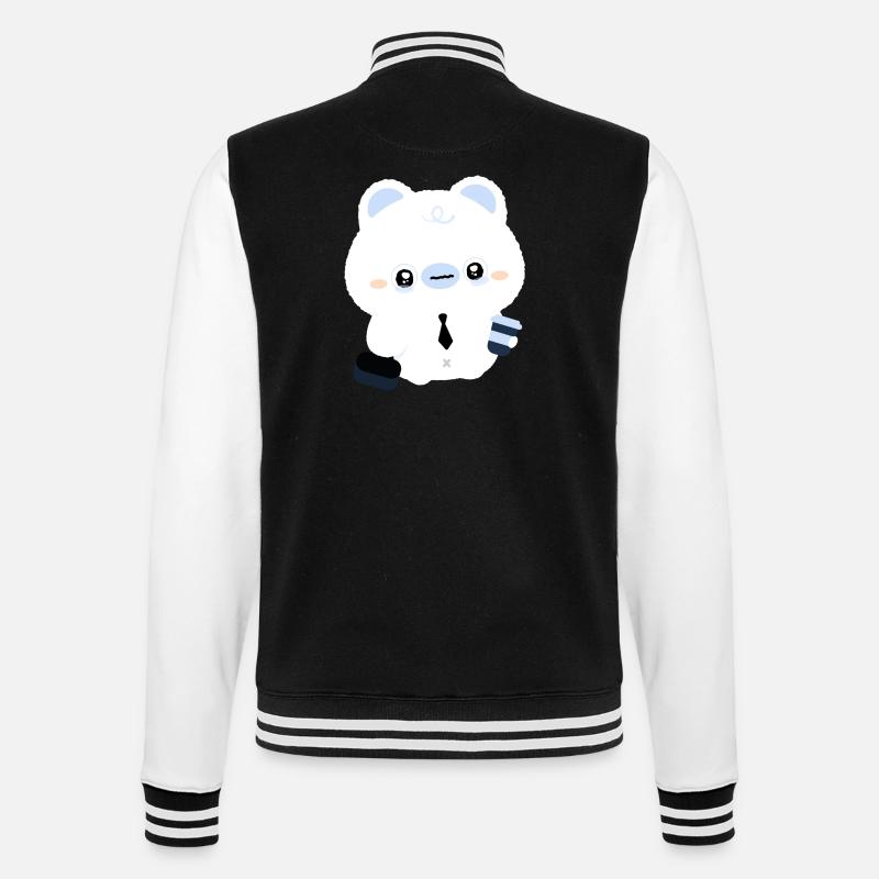 Müder Eisbär-Kaffee - College-Sweatjacke - Schwarz/Weiß