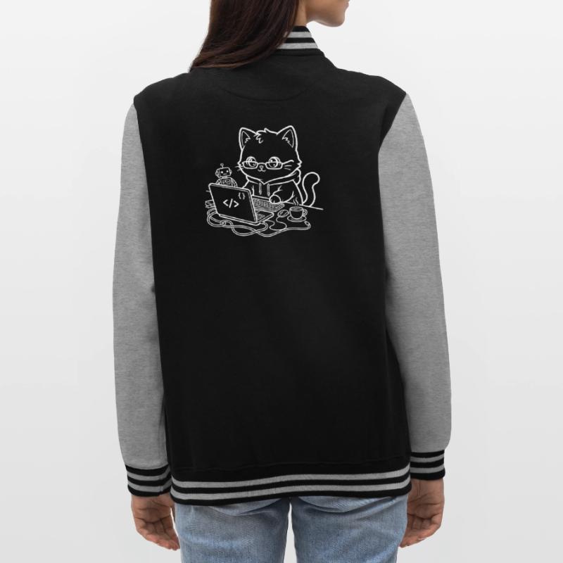 Coder Kawaii Katze Programmierer College-Sweatjacke