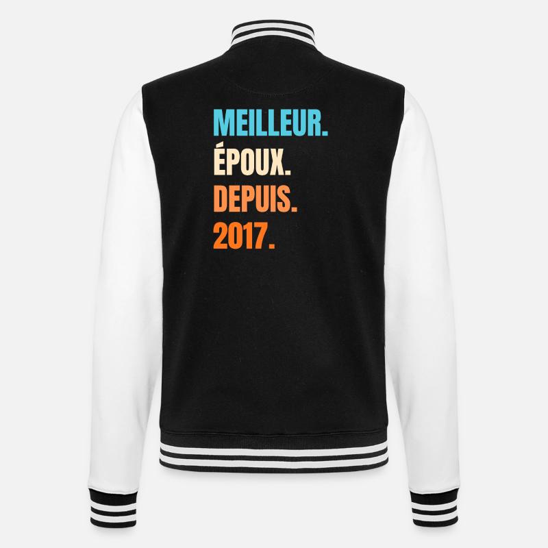 Bester Ehemann seit 2017 Geschenk-Ehemann - College-Sweatjacke - Schwarz/Weiß