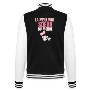The Best Sister in the Pink World - College Sweat Jacket - black/white - Back - Marisol (170cm)