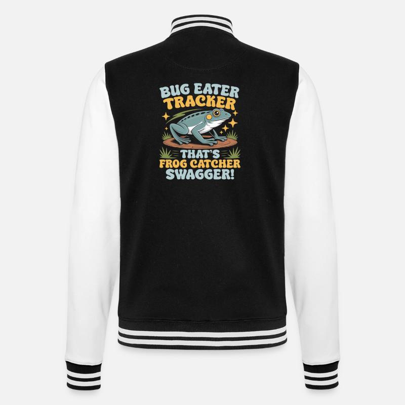 Frog Catcher Bug Eater Tracker Frog - College-Sweatjacke - Schwarz/Weiß