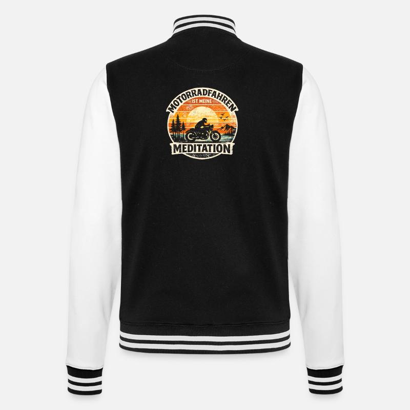 Motorcycle Meditation Sunset - College Sweat Jacket - black/white