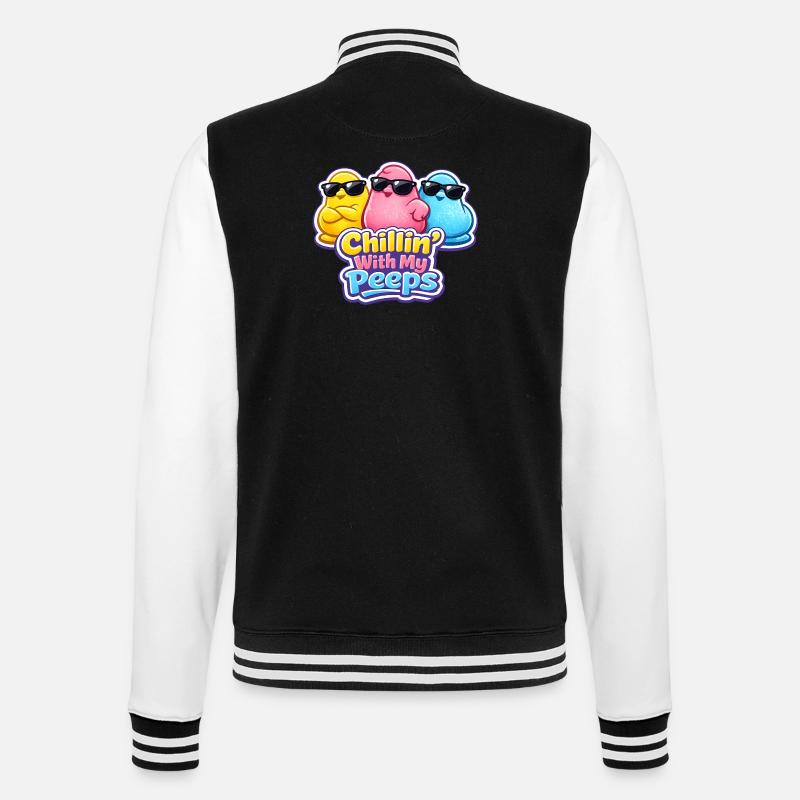 Chick, Spring, Flowers, Summer, Easter, Garden - College Sweat Jacket - black/white