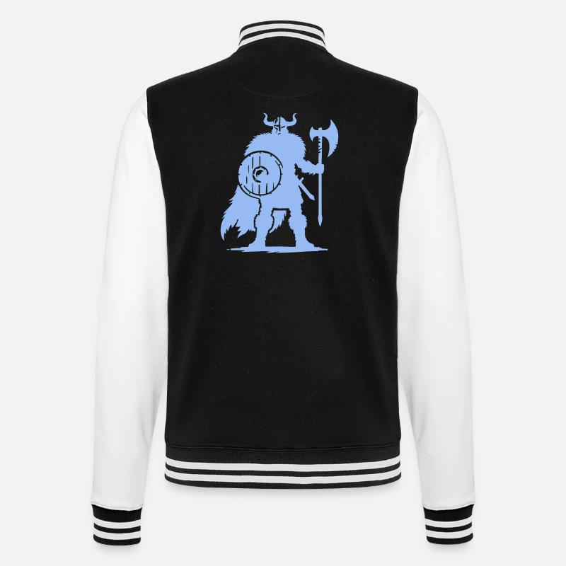 Wikinger Krieger mit Axt und Schild - College-Sweatjacke - Schwarz/Weiß