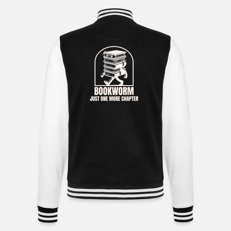 Bookworm Stride: Gestapelte Kapitel - College-Sweatjacke - Schwarz/Weiß