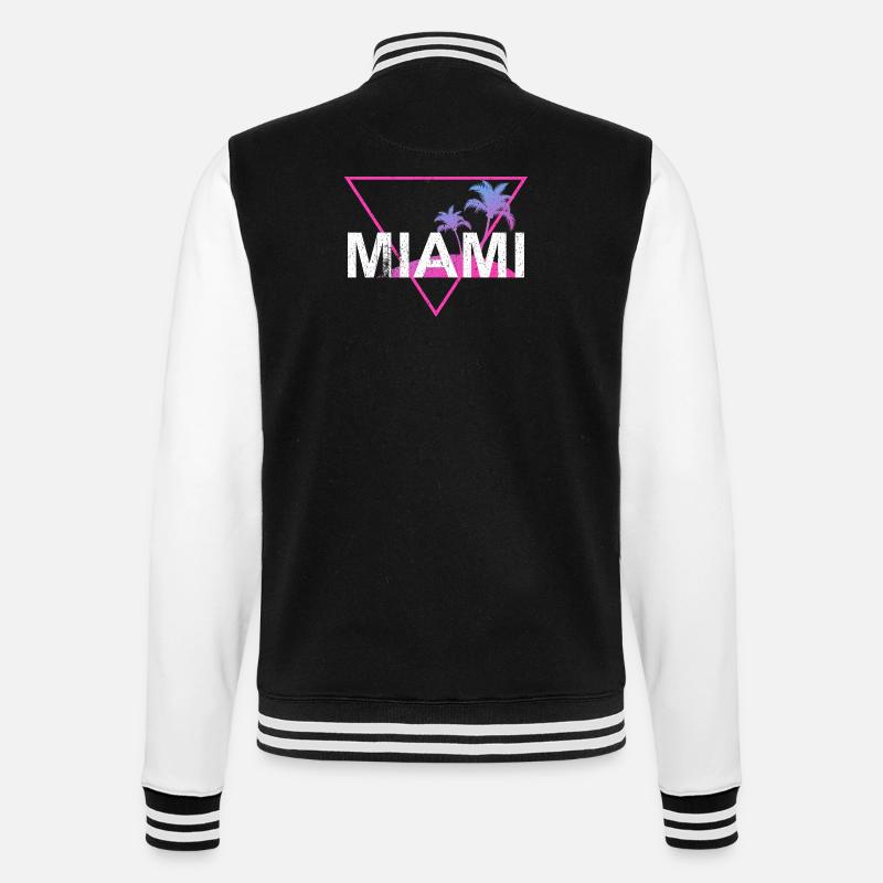 Miami Neon Palm Trees Retro - College Sweat Jacket - black/white