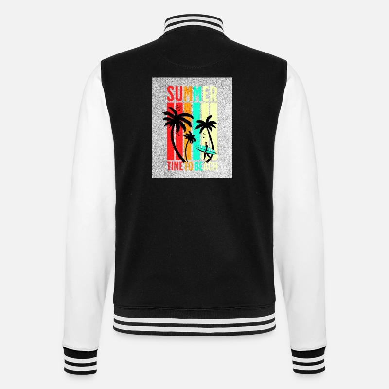 Summer Beach Stripes Surf - College Sweat Jacket - black/white