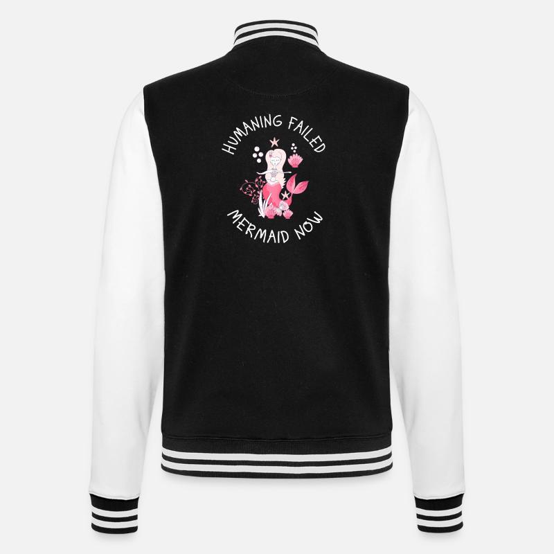 Humaning Failed – Mermaid Now Saying - College Sweat Jacket - black/white