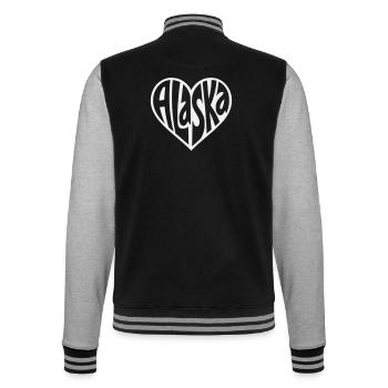 Alaska Heart Font - College Sweat Jacket - black/heather grey - Back - Marisol (170cm)