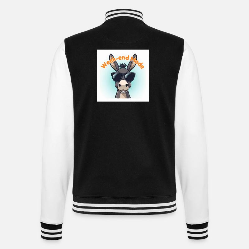 Esel-Wochenend-Mode - College-Sweatjacke - Schwarz/Weiß