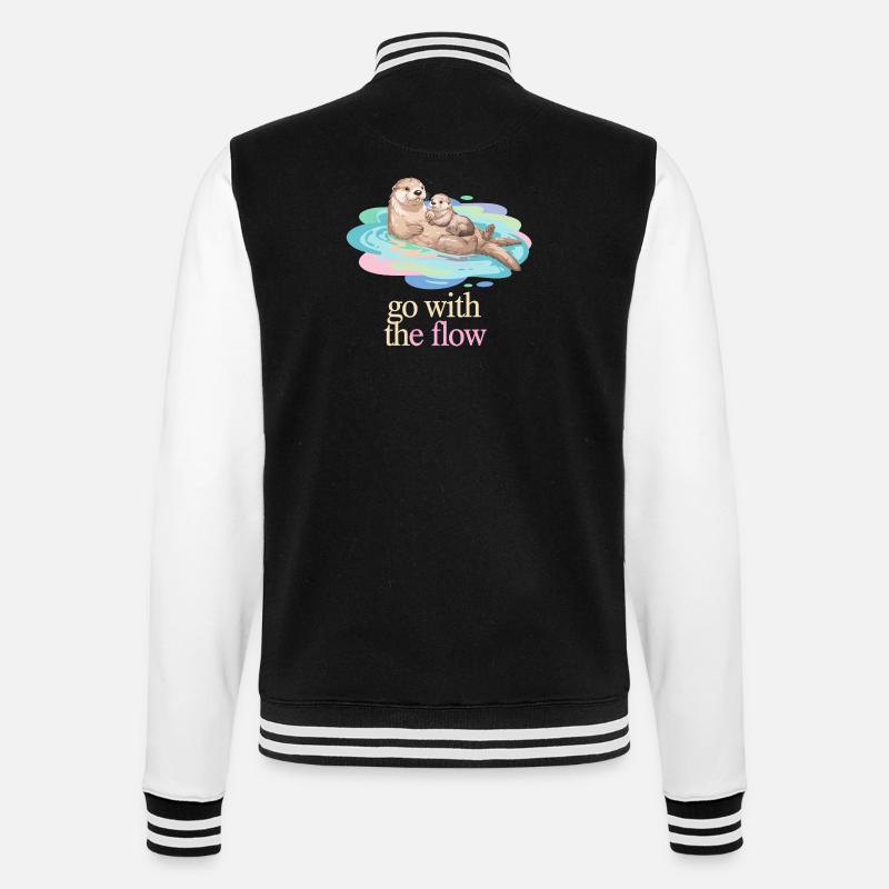 Otter Duo in Pastel Flow - College Sweat Jacket - black/white