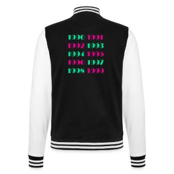 90s Retro Vintage Style Nostalgia - College Sweat Jacket - black/white - Back - Marisol (170cm)