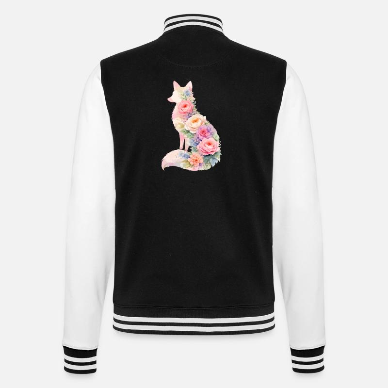 Fox Pastel Floral Silhouette - College Sweat Jacket - black/white
