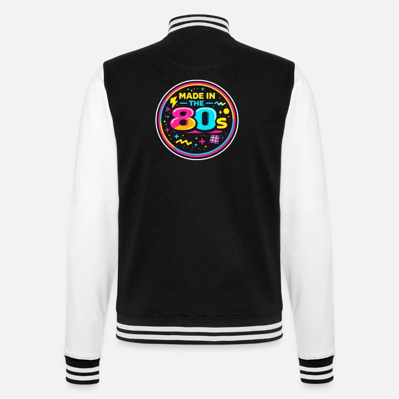 80er Neon Nostalgie Sticker - College-Sweatjacke - Schwarz/Weiß