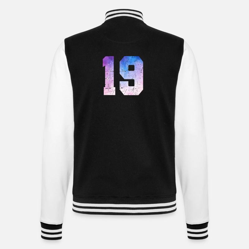 numéro 19 – Cadeau anniversaire 19 ans - Veste Teddy - noir/blanc