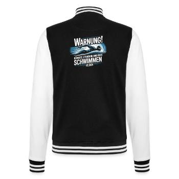  Warnung Könnte Stundenlang Über Schwimmen Reden - College-Sweatjacke - Schwarz/Weiß - Hinten - Marisol (170cm)