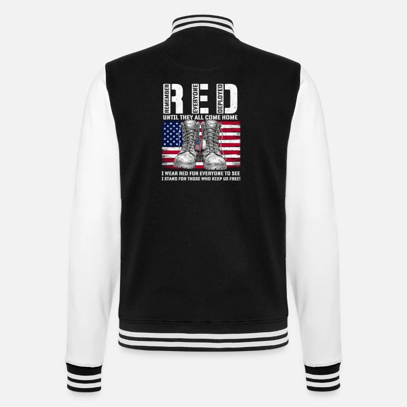 RED Friday Remember Everyone Deployed Home - College-Sweatjacke - Schwarz/Weiß