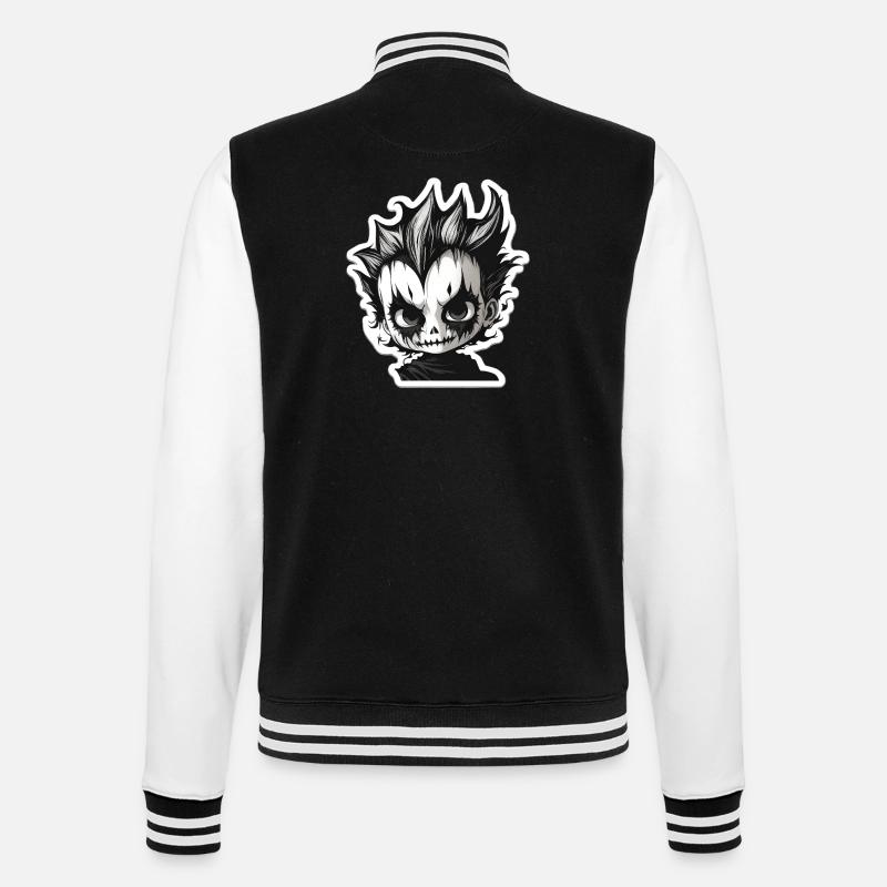 Spiky Skull Chibi - College Sweat Jacket - black/white