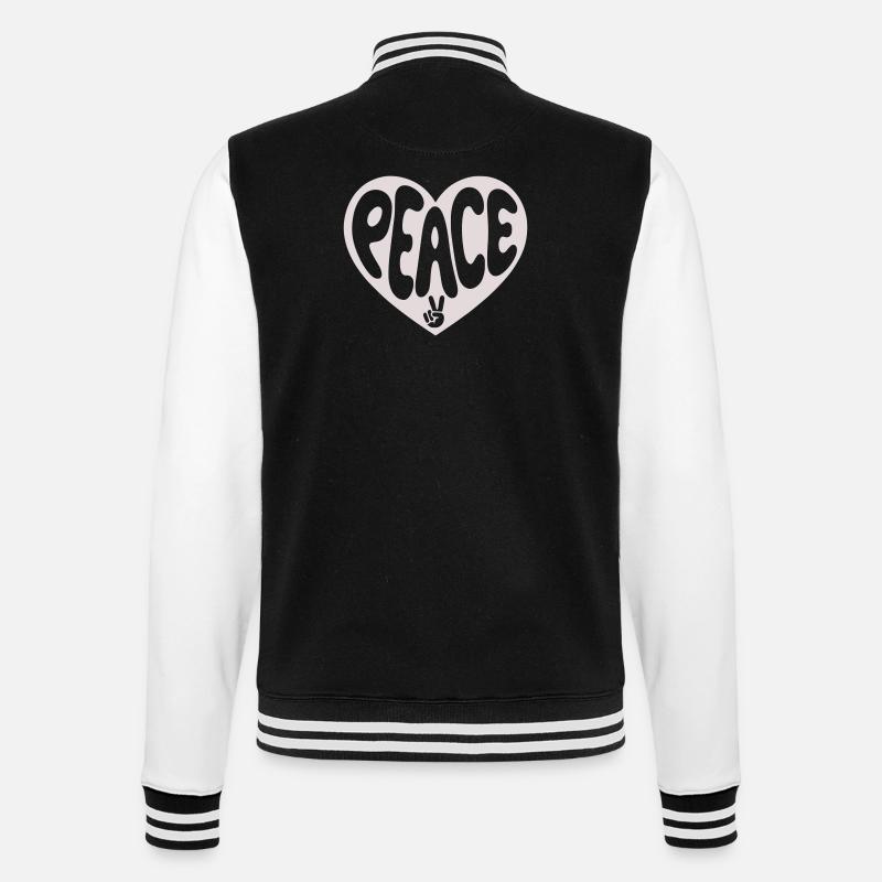 Peace Heart Peace Graphic - College Sweat Jacket - black/white