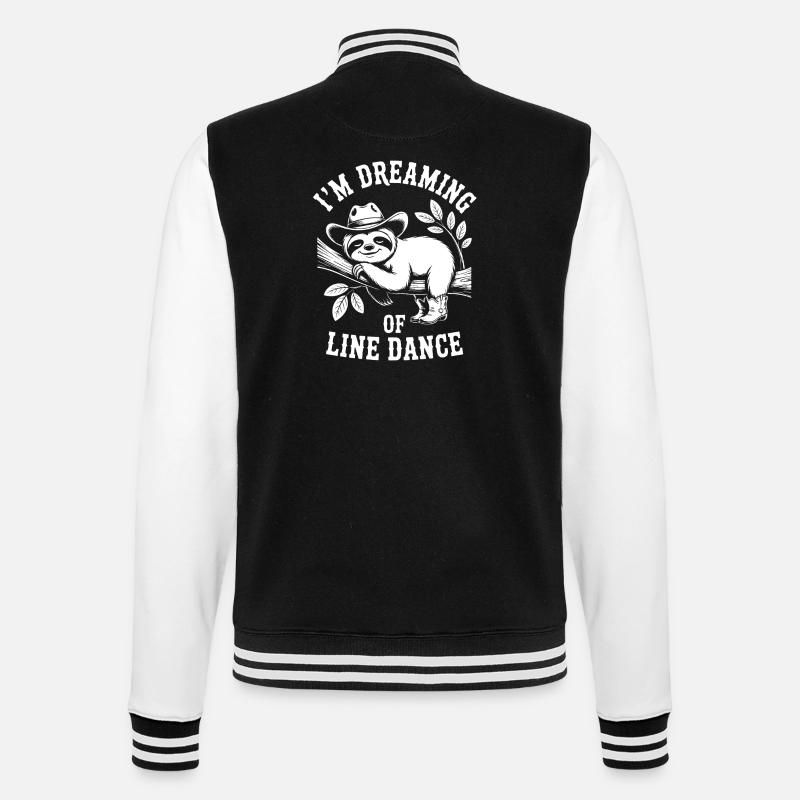 Faultier träumt von Line Dance - College-Sweatjacke - Schwarz/Weiß