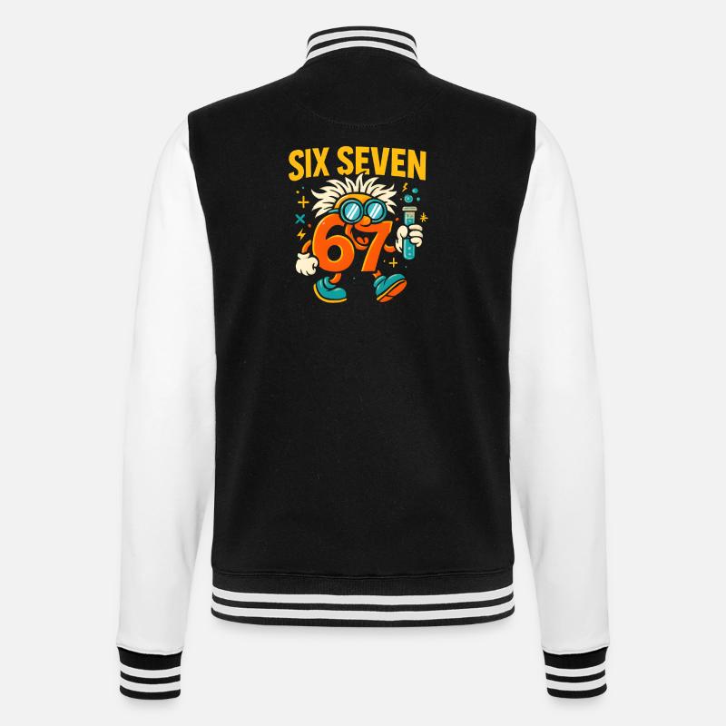 Six Seven 67 Science Humor Nerd Gift Idea - College Sweat Jacket - black/white