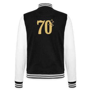70th Birthday 70th Anniversary Gold Star - College Sweat Jacket - black/white - Back - Marisol (170cm)