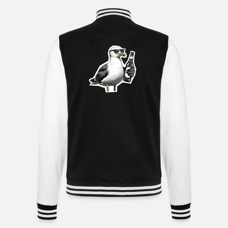 Möwe Bier Küste - College-Sweatjacke - Schwarz/Weiß