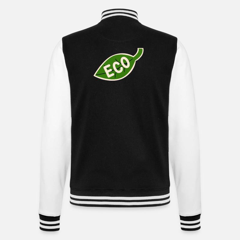 Eco Leaf Emblem - Minimal Nature - College Sweat Jacket - black/white