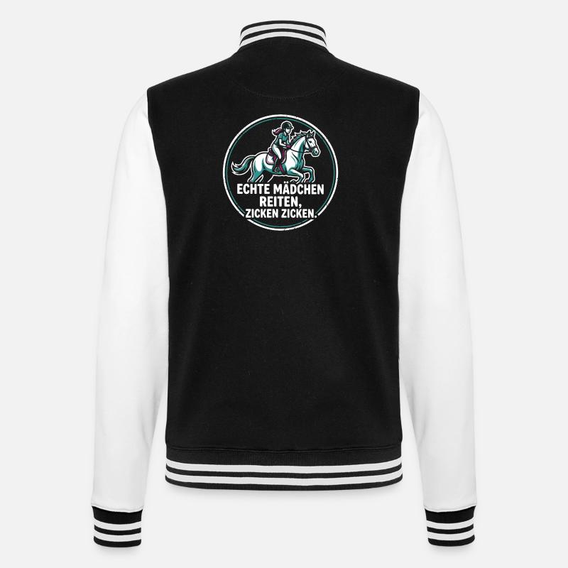 Pferdemädchen Spruch - Echte Mädchen Reiten - College-Sweatjacke - Schwarz/Weiß