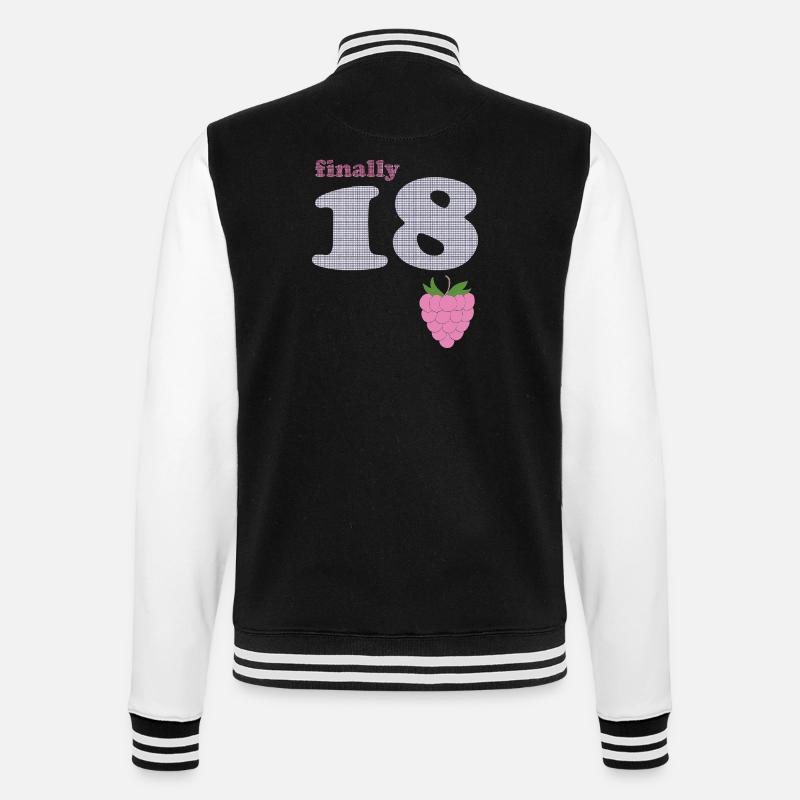 Endlich 18 – Beeren Plaid Design - College-Sweatjacke - Schwarz/Weiß