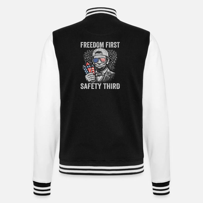 Freedom First, Safety Third, Lin - College Sweat Jacket - black/white