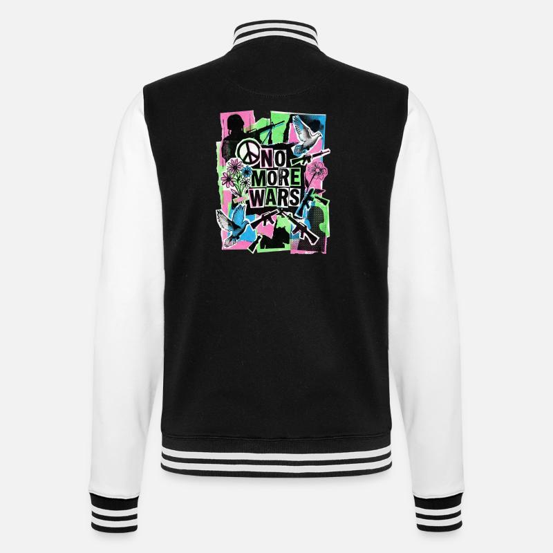 Peace: Never again war - College Sweat Jacket - black/white